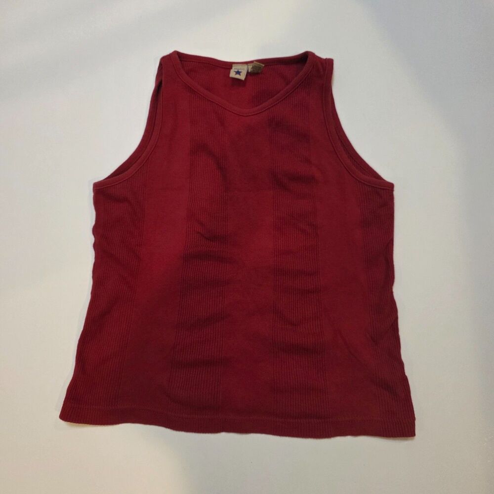 Vintage American Eagle Outfitters Ribbed Tank Top Red Y2K Size M